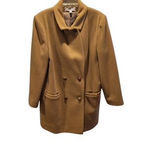 Vintage Forrani Coat Womens Size 14 100% Wool Camel Tan Overcoat Double Breasted